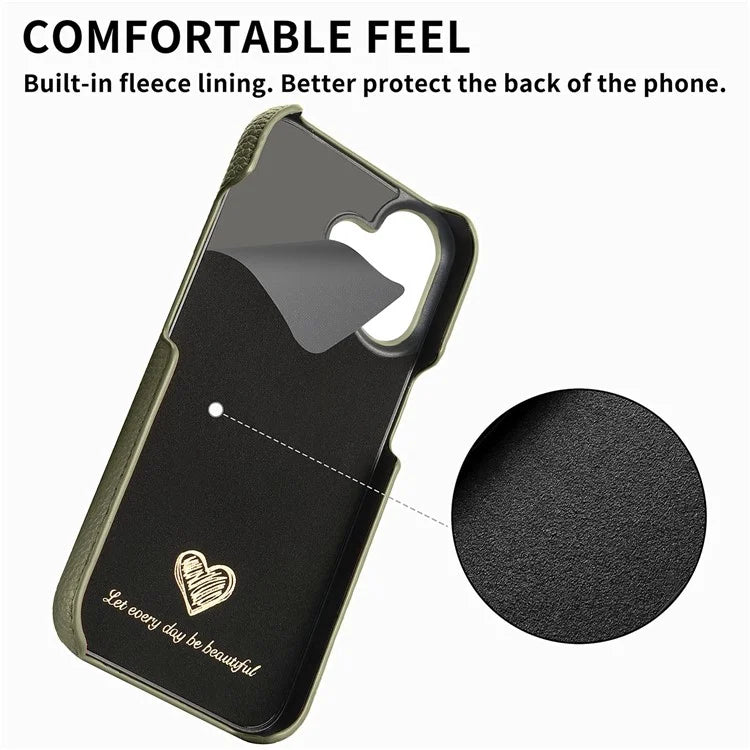 Y1 For iPhone 16 Case Shockproof Litchi Texture Leather+PC Phone Cover