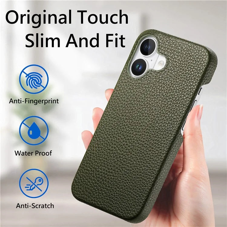 Y1 For iPhone 16 Case Shockproof Litchi Texture Leather+PC Phone Cover