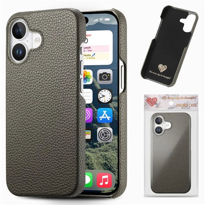 Y1 For iPhone 16 Case Shockproof Litchi Texture Leather+PC Phone Cover