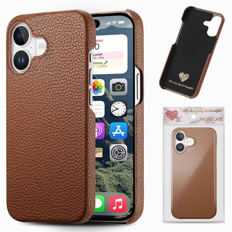 Y1 For iPhone 16 Case Shockproof Litchi Texture Leather+PC Phone Cover