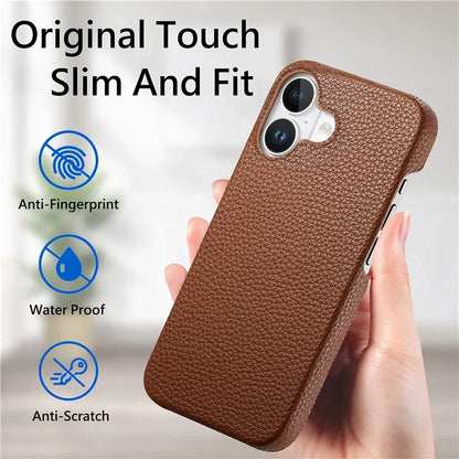 Y1 For iPhone 16 Case Shockproof Litchi Texture Leather+PC Phone Cover