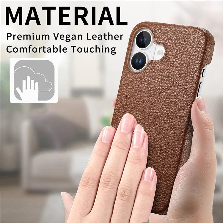 Y1 For iPhone 16 Case Shockproof Litchi Texture Leather+PC Phone Cover