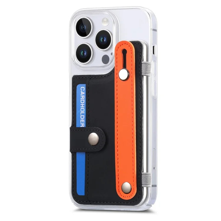 CY1 For iPhone 16 Pro Max Case Card Slot Wristband Kickstand Leather+PC Phone Cover
