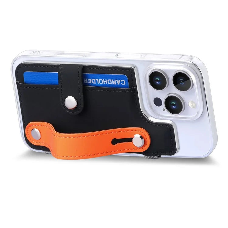 CY1 For iPhone 16 Pro Max Case Card Slot Wristband Kickstand Leather+PC Phone Cover