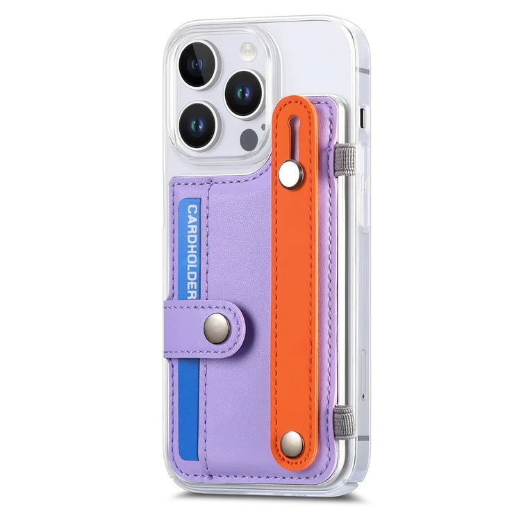 CY1 For iPhone 16 Pro Max Case Card Slot Wristband Kickstand Leather+PC Phone Cover
