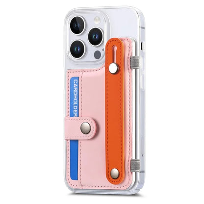 CY1 For iPhone 16 Pro Max Case Card Slot Wristband Kickstand Leather+PC Phone Cover