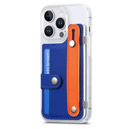 CY1 For iPhone 16 Pro Max Case Card Slot Wristband Kickstand Leather+PC Phone Cover