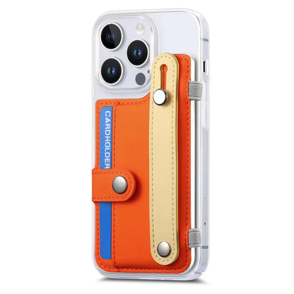 CY1 For iPhone 16 Pro Max Case Card Slot Wristband Kickstand Leather+PC Phone Cover