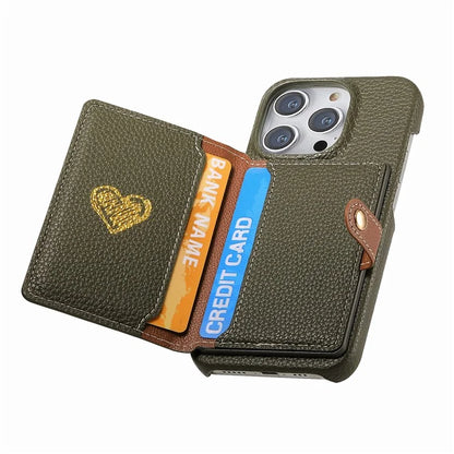 Y4 For iPhone 16 Pro Max Case Zipper Pocket Leather+TPU Phone Cover Card Holder Kickstand