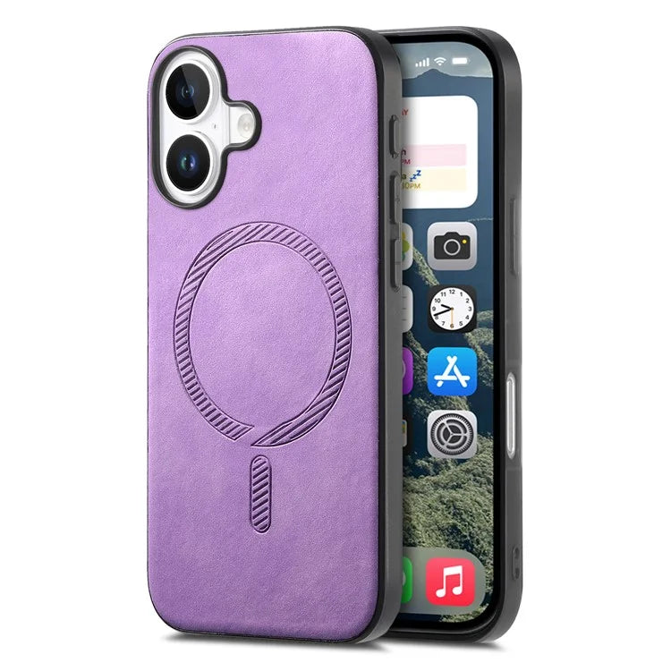 B1 For iPhone 16 Plus Leather Back Case Compatible with MagSafe Skin-Touch Phone Cover