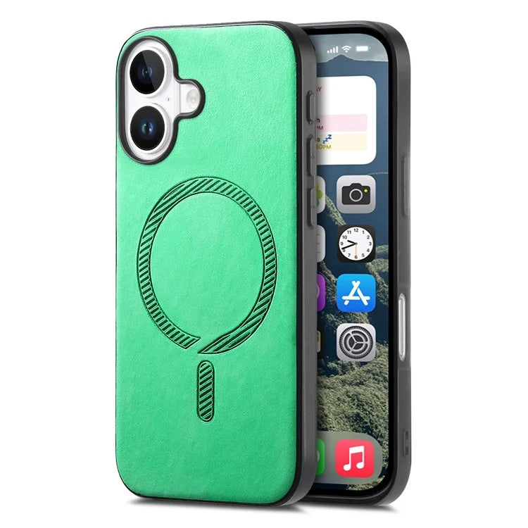 B1 For iPhone 16 Plus Leather Back Case Compatible with MagSafe Skin-Touch Phone Cover