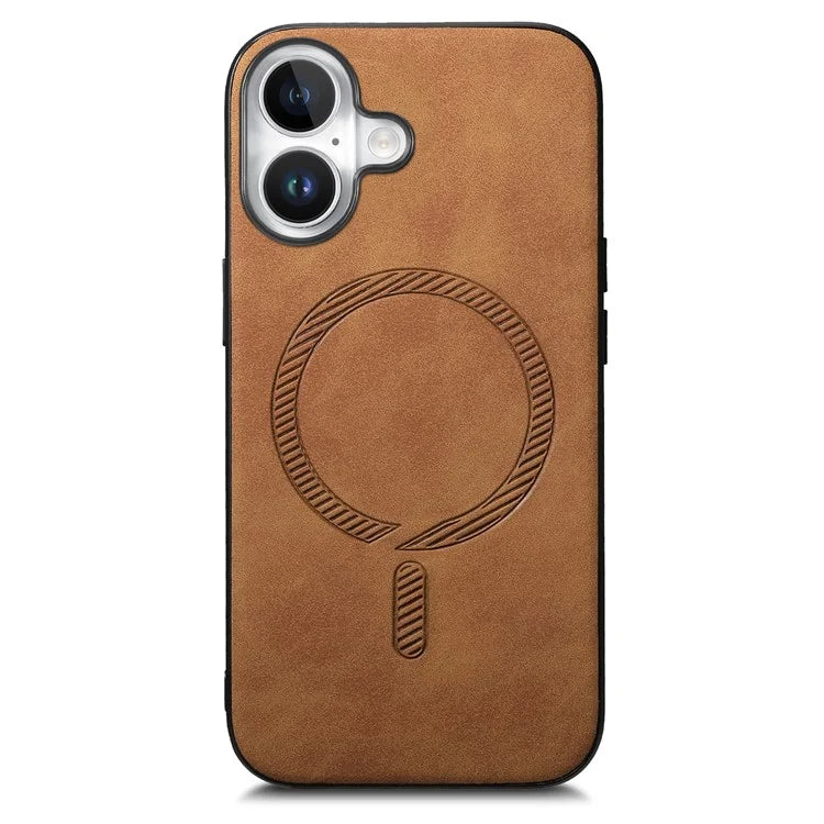 B1 For iPhone 16 Plus Leather Back Case Compatible with MagSafe Skin-Touch Phone Cover