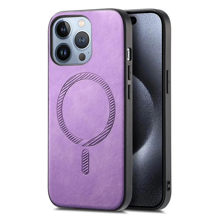 B1 For iPhone 16 Pro Leather Back Case Compatible with MagSafe Skin-Touch Phone Cover