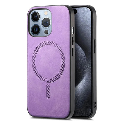 B1 For iPhone 16 Pro Leather Back Case Compatible with MagSafe Skin-Touch Phone Cover