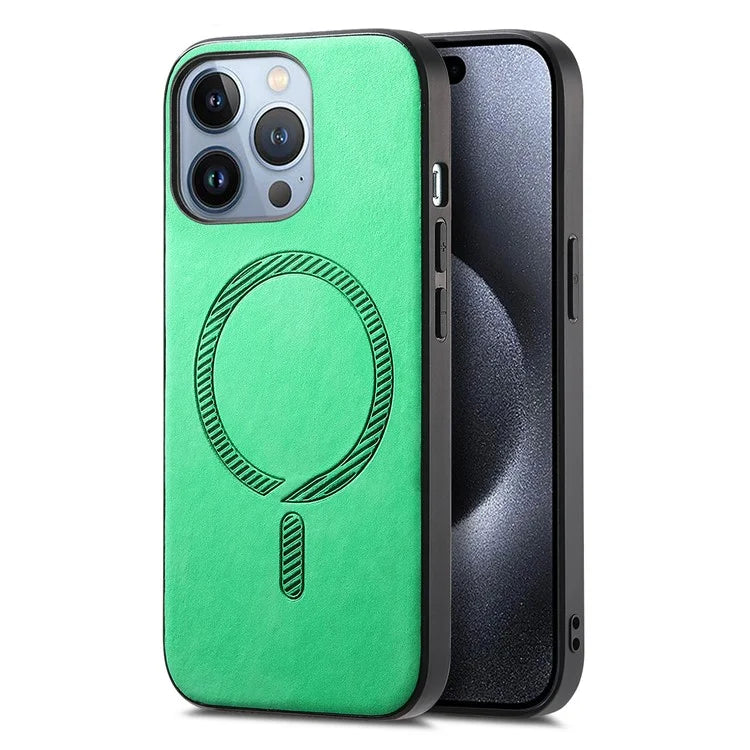 B1 For iPhone 16 Pro Leather Back Case Compatible with MagSafe Skin-Touch Phone Cover
