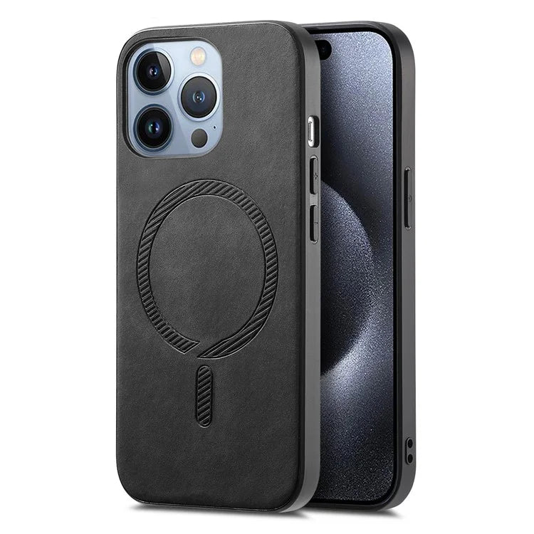B1 For iPhone 16 Pro Leather Back Case Compatible with MagSafe Skin-Touch Phone Cover