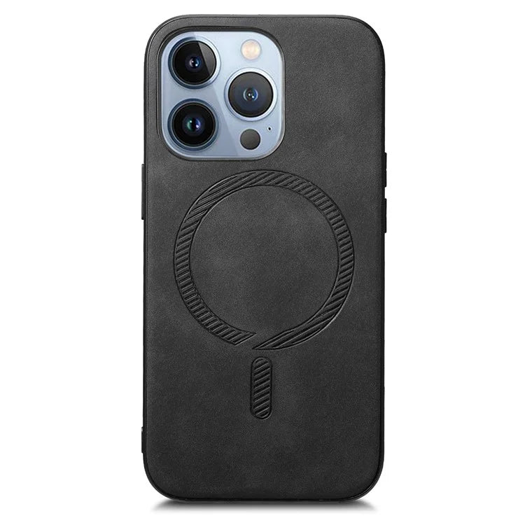 B1 For iPhone 16 Pro Leather Back Case Compatible with MagSafe Skin-Touch Phone Cover