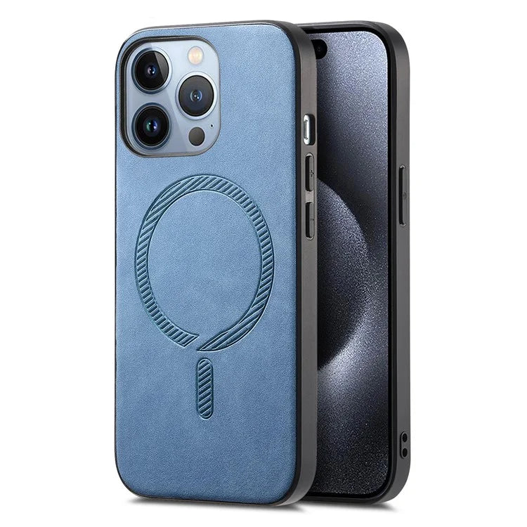 B1 For iPhone 16 Pro Leather Back Case Compatible with MagSafe Skin-Touch Phone Cover