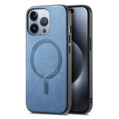 B1 For iPhone 16 Pro Leather Back Case Compatible with MagSafe Skin-Touch Phone Cover