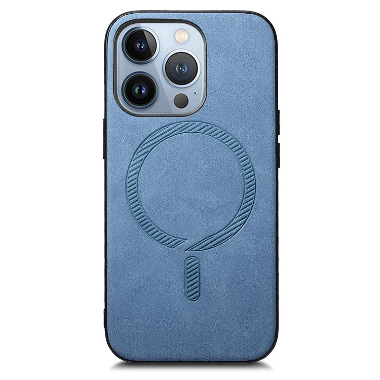 B1 For iPhone 16 Pro Leather Back Case Compatible with MagSafe Skin-Touch Phone Cover