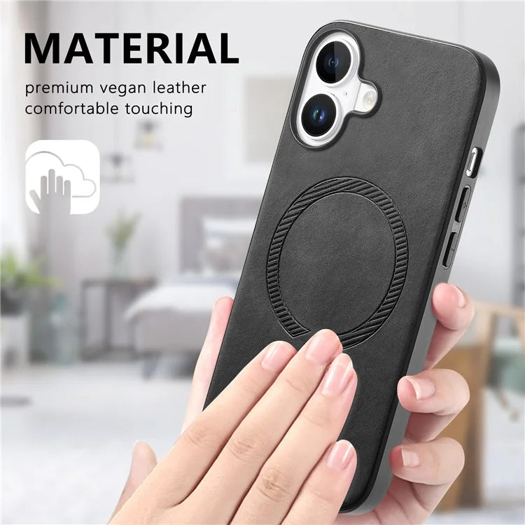 B1 For iPhone 16 Leather Back Case Compatible with MagSafe Skin-Touch Phone Cover