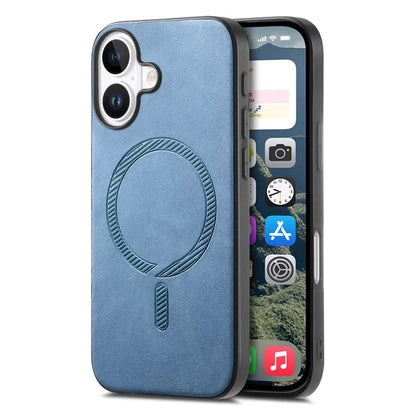 B1 For iPhone 16 Leather Back Case Compatible with MagSafe Skin-Touch Phone Cover