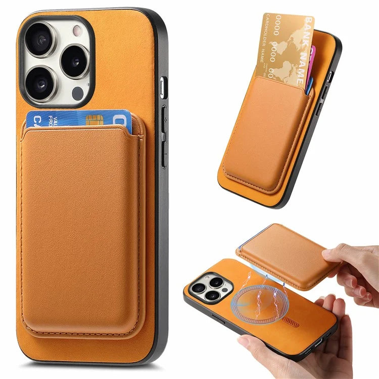 B2 For iPhone 16 Pro Max Case Detachable Magnetic Card Bag Leather+TPU Phone Cover