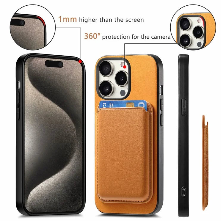 B2 For iPhone 16 Pro Max Case Detachable Magnetic Card Bag Leather+TPU Phone Cover