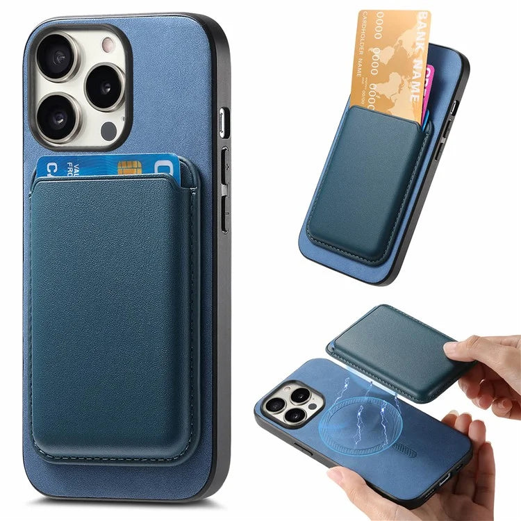 B2 For iPhone 16 Pro Max Case Detachable Magnetic Card Bag Leather+TPU Phone Cover