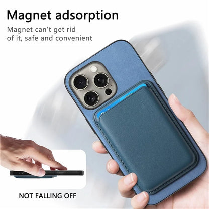 B2 For iPhone 16 Pro Max Case Detachable Magnetic Card Bag Leather+TPU Phone Cover