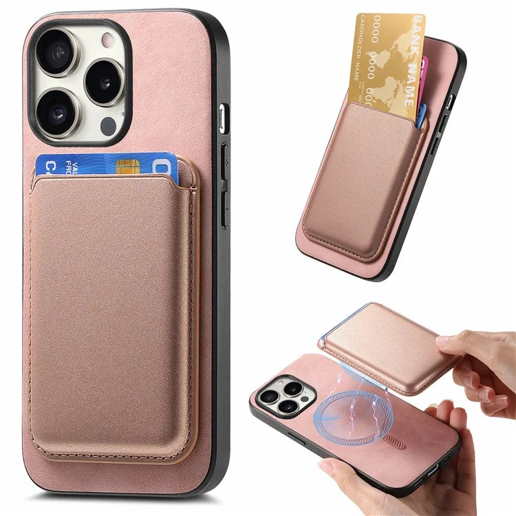 B2 For iPhone 16 Pro Max Case Detachable Magnetic Card Bag Leather+TPU Phone Cover