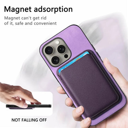 B2 For iPhone 16 Pro Max Case Detachable Magnetic Card Bag Leather+TPU Phone Cover