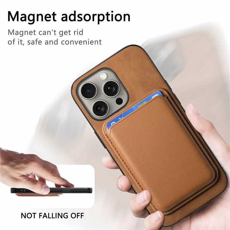 B2 For iPhone 16 Pro Max Case Detachable Magnetic Card Bag Leather+TPU Phone Cover