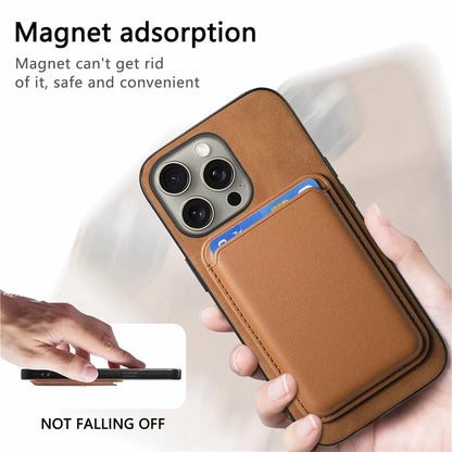 B2 For iPhone 16 Pro Max Case Detachable Magnetic Card Bag Leather+TPU Phone Cover