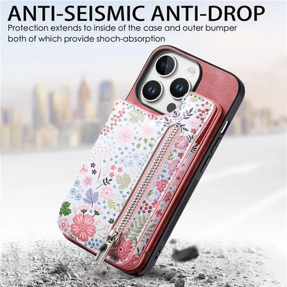 D10 For iPhone 16 Pro Case Pattern Kickstand Wallet Leather+TPU Phone Cover RFID Blocking