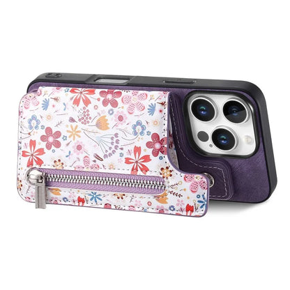 D10 For iPhone 16 Pro Case Pattern Kickstand Wallet Leather+TPU Phone Cover RFID Blocking
