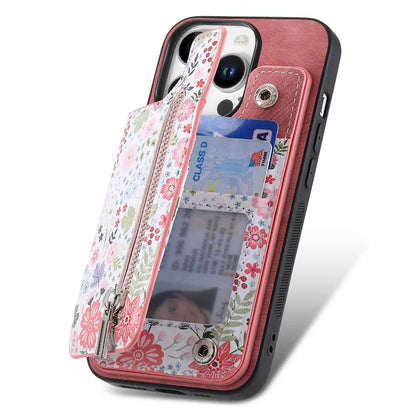 D10 For iPhone 16 Pro Max Case Pattern Kickstand Wallet Leather+TPU Phone Cover RFID Blocking