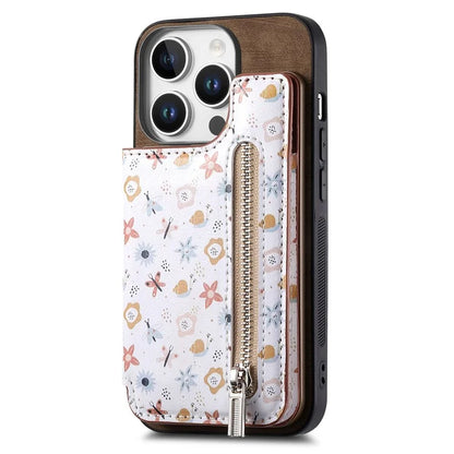 D10 For iPhone 16 Pro Max Case Pattern Kickstand Wallet Leather+TPU Phone Cover RFID Blocking