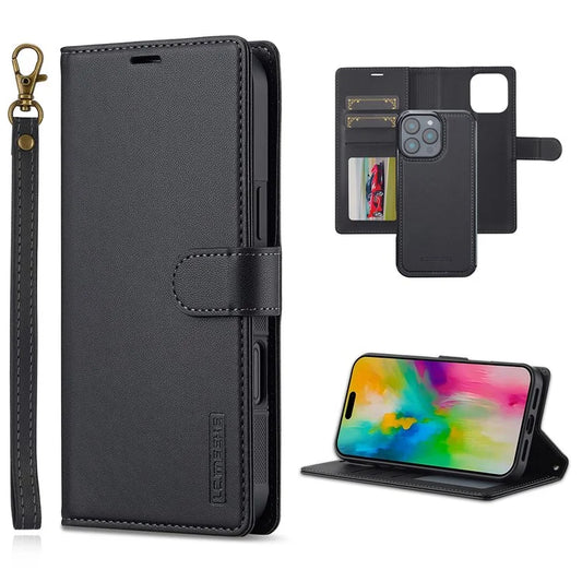 LC.IMEEKE L2 Series for iPhone 16 Pro Max Case PU Leather Wallet Detachable Magnetic Phone Cover