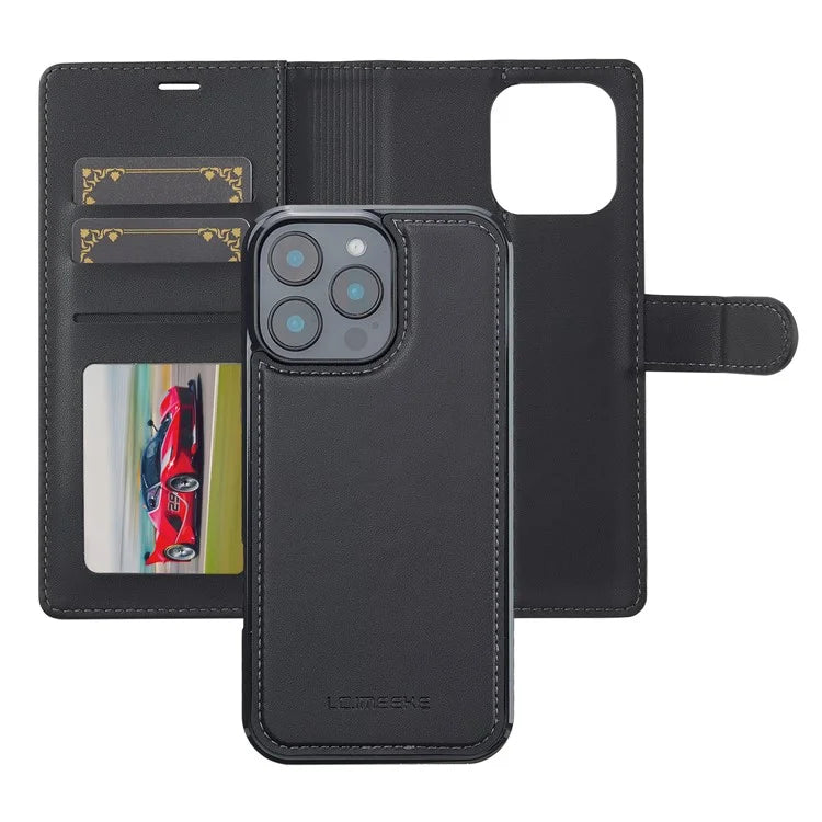 LC.IMEEKE L2 Series for iPhone 16 Pro Max Case PU Leather Wallet Detachable Magnetic Phone Cover