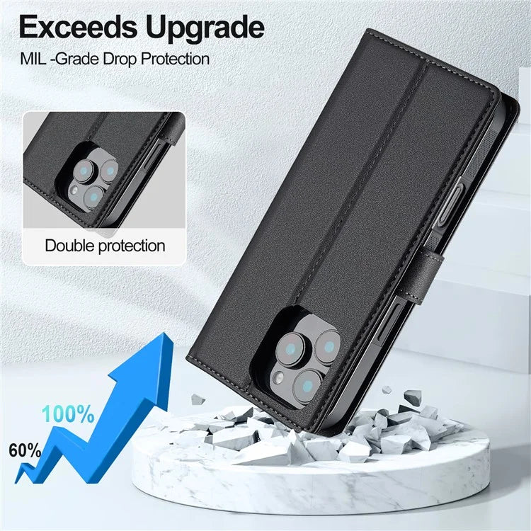 LC.IMEEKE L2 Series for iPhone 16 Pro Max Case PU Leather Wallet Detachable Magnetic Phone Cover