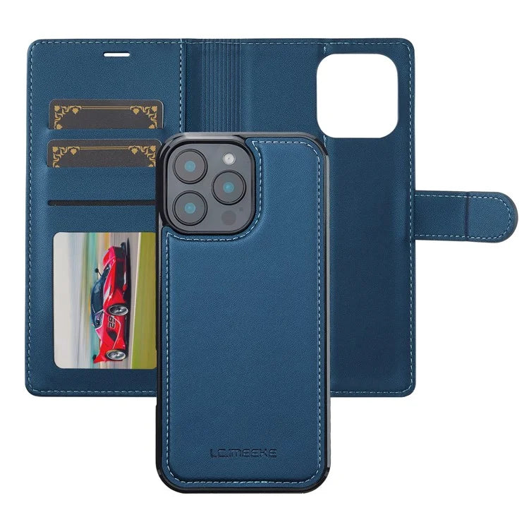 LC.IMEEKE L2 Series for iPhone 16 Pro Max Case PU Leather Wallet Detachable Magnetic Phone Cover