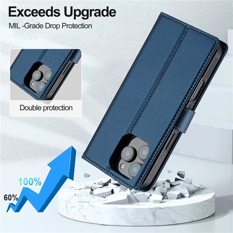 LC.IMEEKE L2 Series for iPhone 16 Pro Max Case PU Leather Wallet Detachable Magnetic Phone Cover