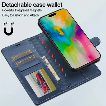 LC.IMEEKE L2 Series for iPhone 16 Pro Max Case PU Leather Wallet Detachable Magnetic Phone Cover