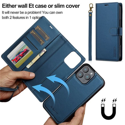 LC.IMEEKE L2 Series for iPhone 16 Pro Max Case PU Leather Wallet Detachable Magnetic Phone Cover