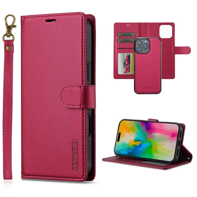 LC.IMEEKE L2 Series for iPhone 16 Pro Max Case PU Leather Wallet Detachable Magnetic Phone Cover