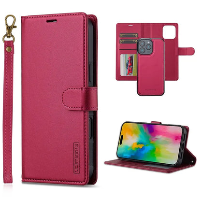 LC.IMEEKE L2 Series for iPhone 16 Pro Max Case PU Leather Wallet Detachable Magnetic Phone Cover
