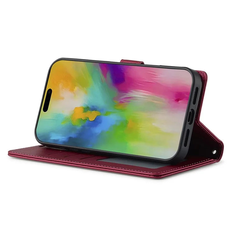 LC.IMEEKE L2 Series for iPhone 16 Pro Max Case PU Leather Wallet Detachable Magnetic Phone Cover