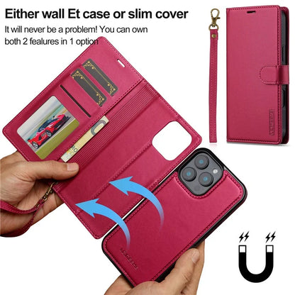 LC.IMEEKE L2 Series for iPhone 16 Pro Max Case PU Leather Wallet Detachable Magnetic Phone Cover