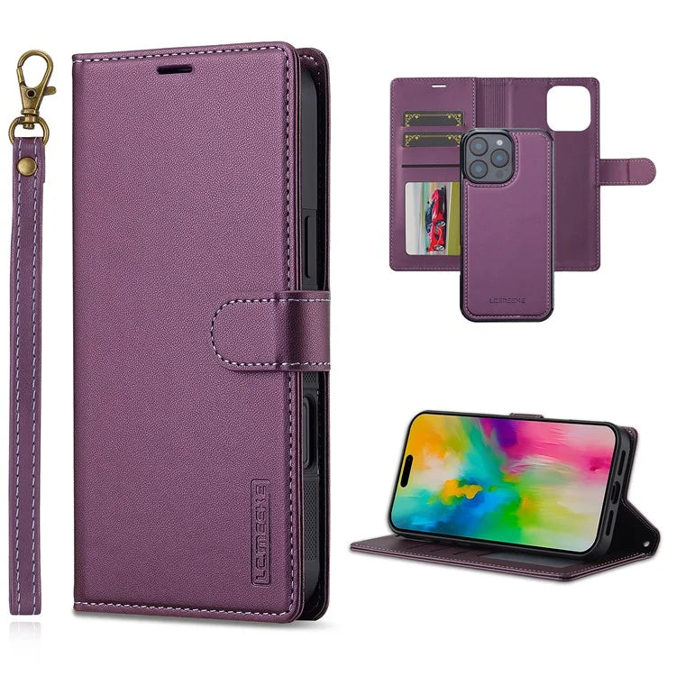 LC.IMEEKE L2 Series for iPhone 16 Pro Max Case PU Leather Wallet Detachable Magnetic Phone Cover